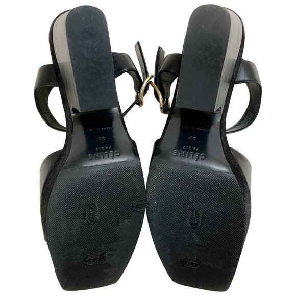 Celine Black Leather / Suede Platform Sandals - Picture 6 of 6